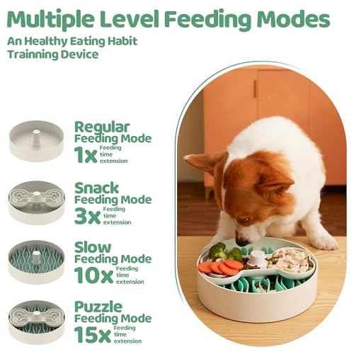 Slow Feeder Dog Bowl for Large Dogs with Non (L / Lawn-Green)