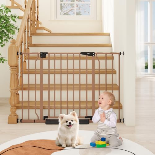 29" 45" Baby Gate for Stairs & Doorways (Brown / 29-45"Wide, 30"Tall)
