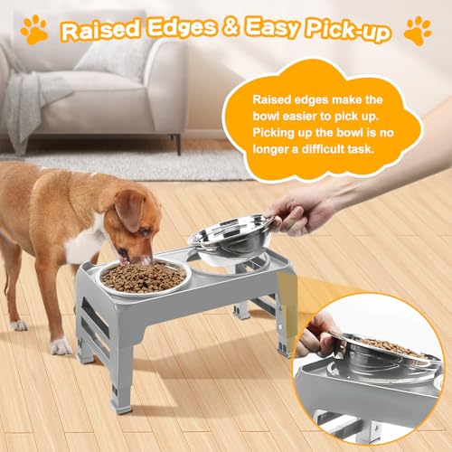 Elevated Dog Bowls for Small Medium Dogs (Grey / 6" for Small Dogs)