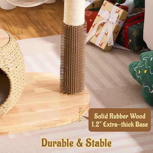 Modern Cat Tree for Indoor Small & Medium Cats (Natural w/ Capsule-38")