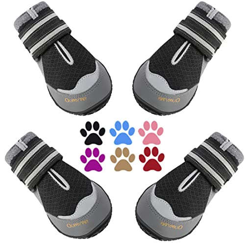 Dog Shoes for Large Medium Dog Boots & Paw Protectors for Hot Pavement (Black / Size 5: 2.4''x2.8''(W*L) for 40-55 lbs)