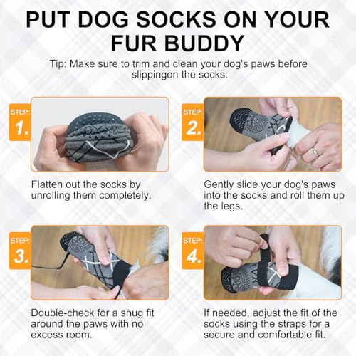 6PCS Dog Socks to Prevent Licking Paws for Hot (Grey / S(Pack of 6))