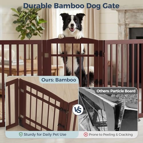 Dog Gate Indoor (Espresso / 132.3"Wx30"H, 6 Panels w/ Door)