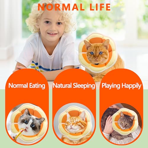 Soft Adjustable Cat Cone Collar (Orange / Medium)