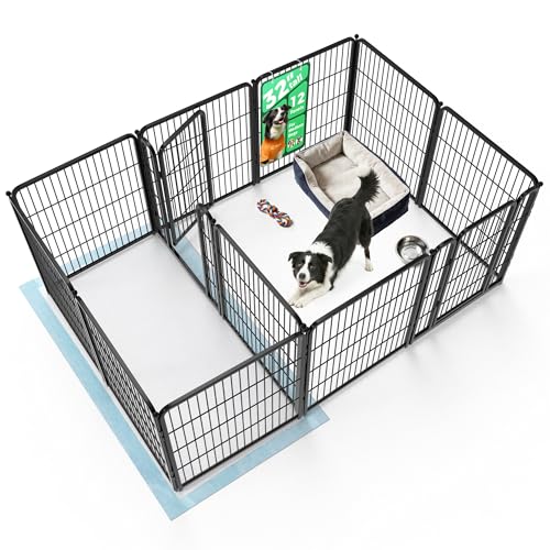 Homeplus Indoor Dog Playpen with Divider Connectors (Black / 32"H)