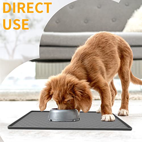 Pet Placemat for Dog and Cat (24.5"L x 16.5"W / Grey)
