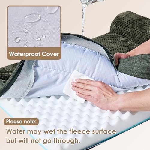Large Dog Bed Memory Foam for Crate (Dark Green / 35.0"L x 22.0"W x 6"Th)