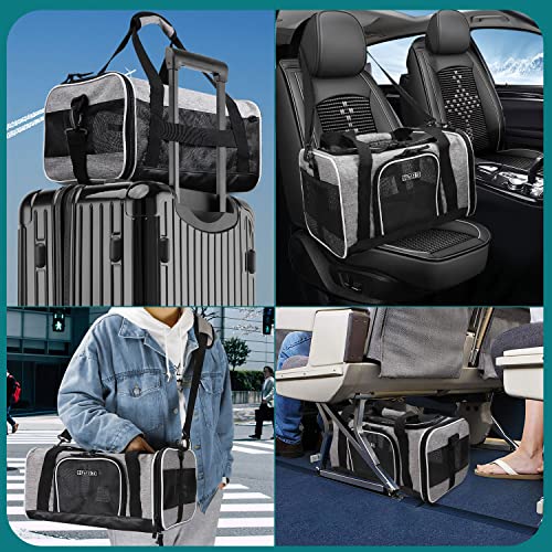 Small Pet Carrier 17" L x 11" W x 9.5" H Airline Approved (17.0"L x 11.0"W x 9.5"H / Grey)