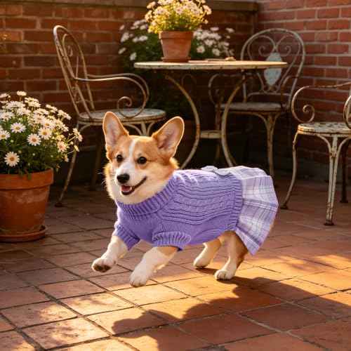 Small Dog Sweater Dress with Bowtie Turtleneck (Small (5-8lbs) / Purple)