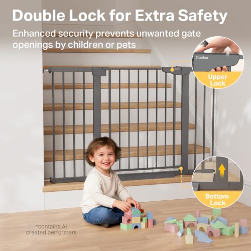 30 51.5 in Extra Wide Baby Gate for Stairs (Cool Gray / 30-51.5"W x 30.5"H)