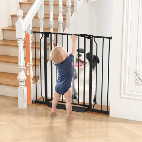 34" Tall Baby Gate No Drilling (Black / 29-40"Wide, 34"Tall)