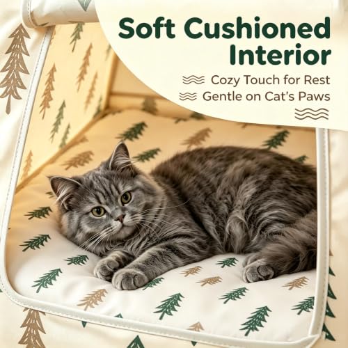 Portable Pet Tent Cave Bed with Removable Washable Mat (Khaki)