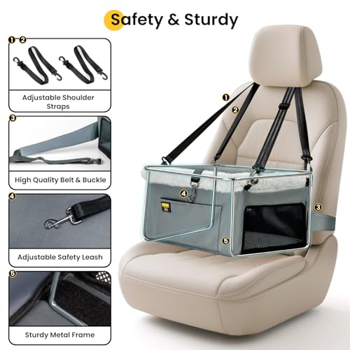 Elevated Pet Car Seat with Cooling Mat (Grey / Dog Car Seat+Cooling Mat)