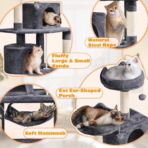 62.5in Tall Cat Tree w (62.5in / Dark Gray)