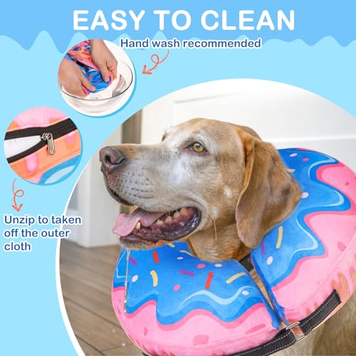 Dog Donut Collar Alternative After Surgery for Large Medium Dogs (Pink Donut / L(Neck 16"-18"))