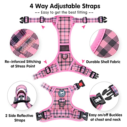 Plaid Dog Harness Medium (Medium / Checkered Pink)