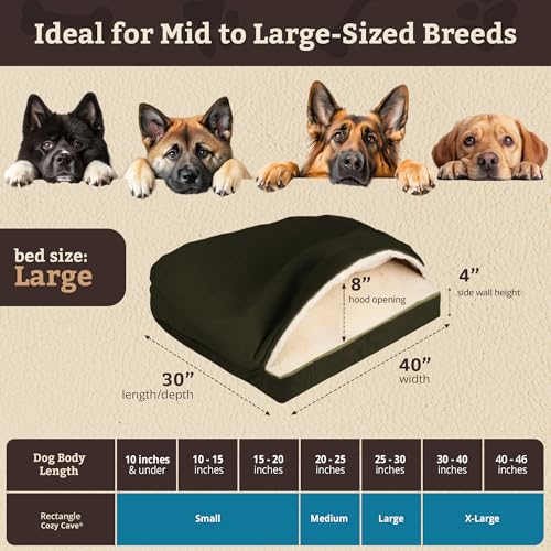 Rectangle Cozy Cave Dog Bed (Olive / Large)