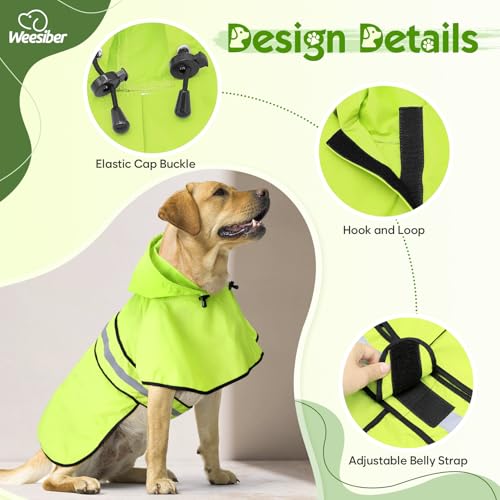 Dog Raincoat Waterproof Dog Rain Jacket with Leash Hole (Small / Green)
