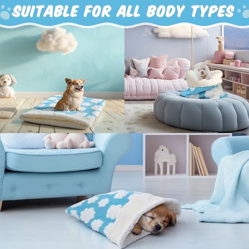 Self Heating Cat Sleeping Bag Indoor Self Warming Cat Bed Cave Heated Pad Cozy Soft Winter Washable Wrap Pet Snuggle Sack Pouch for Puppy Dog Kitten (Classic / White Clouds)