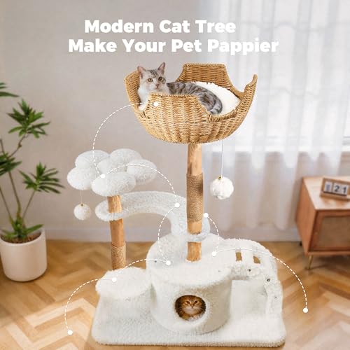 Modern Cat Tree (White / 45.6'')