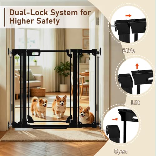 40" Extra Tall Clear Acrylic Dog Gate 57.87 (Black / 57.87-66.14"W x 40"H)
