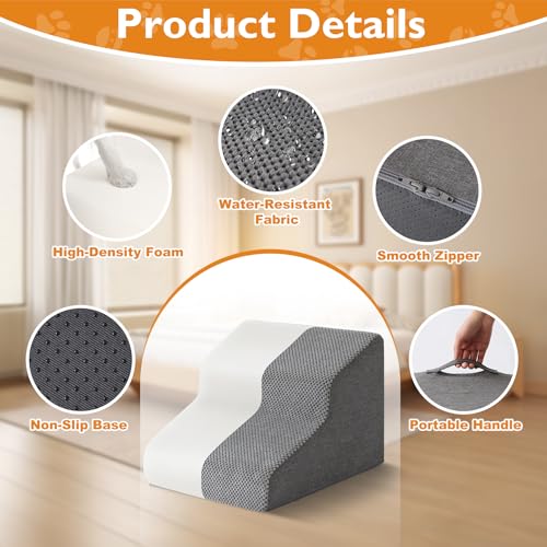 Dog Stairs for Small Dogs 11.5’’ H (Grey / Standard 15.5''x15''x11.5'')