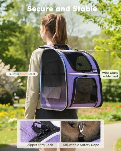 Cat Backpack Expandable (Purple / 12.6"L x 10.2"W x 16.5"H)