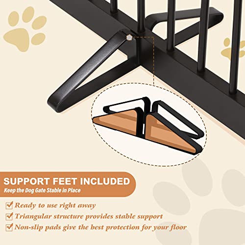 Freestanding Pet Gate for Dogs (24" Height-4 Panel / Dark Brown)
