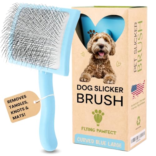 Slicker Brush for Dogs (Baby Blue / Curved Large)