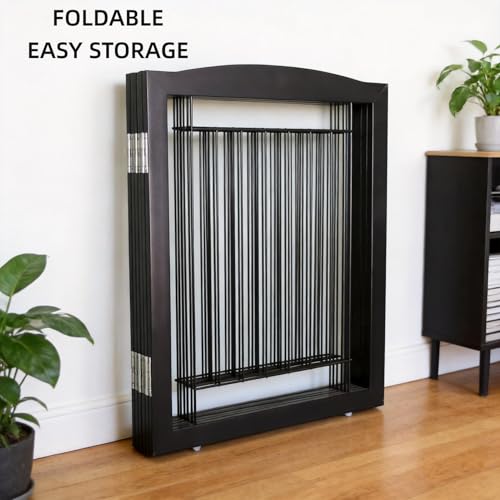 Freestanding Dog Fence Indoor (Black / 【6 Panels】120''w x 32''h)