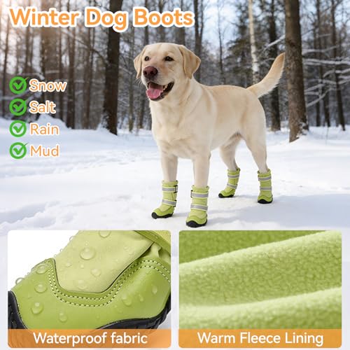 Dog Shoes Waterproof Dog Boots for Winter (6# (Insole Width 2.6″)for 52~68lbs)
