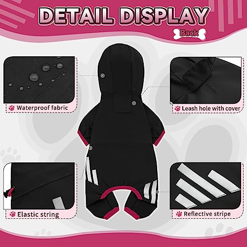 Dog Raincoat Waterproof Dog Rain Jacket with Hood (M(Back Length13.4'') / Black)