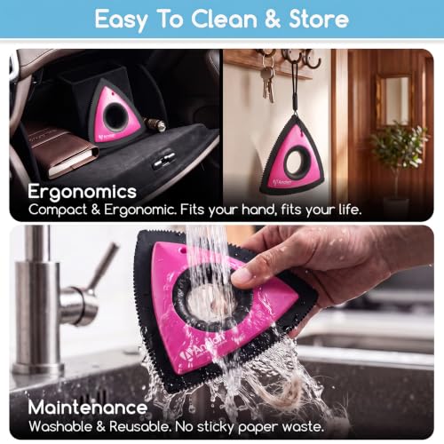 Mini Pet Hair Remover for Car Detailing Dog Hair Tool Brush (Rose Pink)