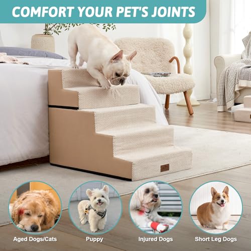 Dog Stairs for Small Dogs (Beige / 19.7x29.5x23.6 inch)