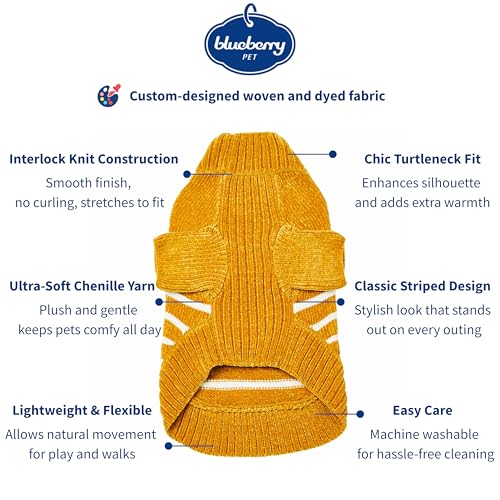 Cozy Soft Chenille Classy Striped Dog Sweater in Mustard (16 inch / Mustard)