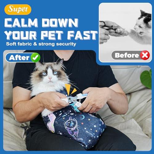 Cat Grooming Wrap for Nail Trimming (L-27.6in ( Weight:＜ 17lbs ) / Space)
