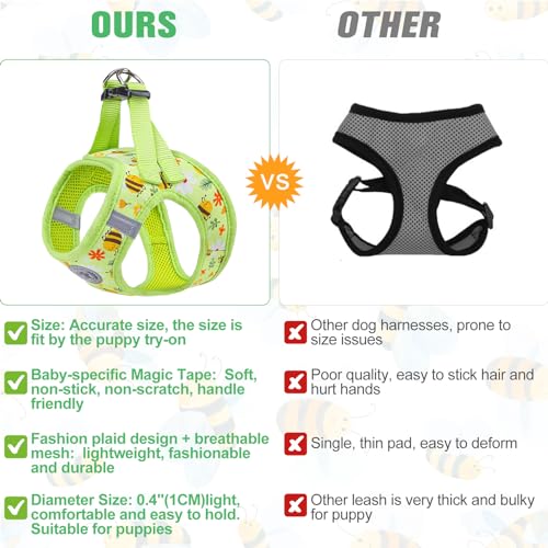 Step in Dog Harness and Leash Set (Medium(Chest Girth 16" - 18") / Bee Pattern)