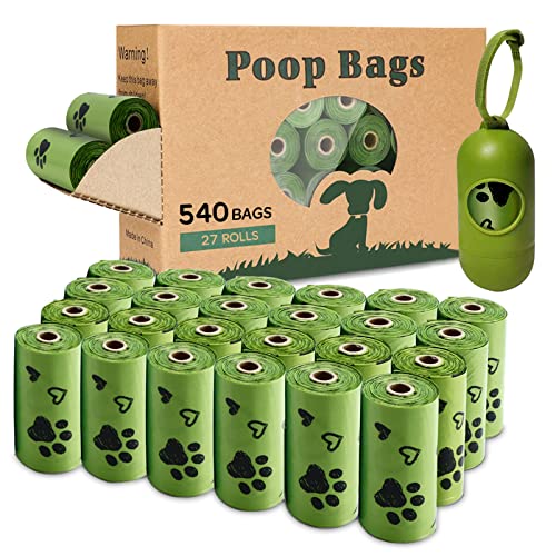 Dog Poop Bag Biodegradable 540 Count Dog Waste Bags with Dispenser Scented (Green -540)