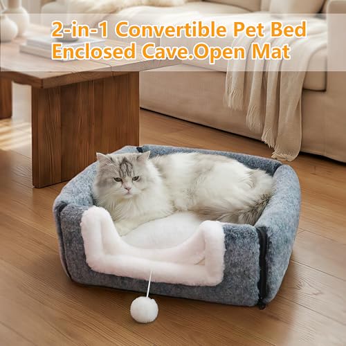 Cat Bed for Indoor Cats (Dark Grey / L:(17.5"×16.8"×15.8"))