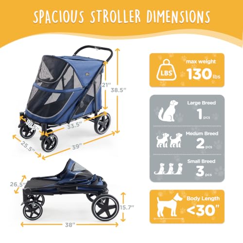 All Terrain Pet Stroller for Large & Medium Dogs (Blue)