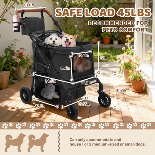Dog Stroller for Small Pets (Black)
