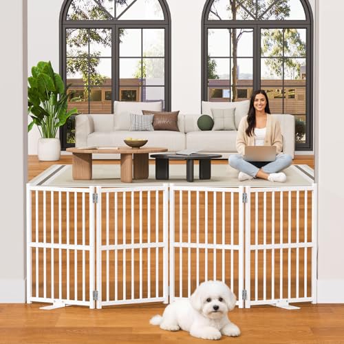 Dog Gate Indoor (White / 4 Panel-23.62''H, Up to 63.78’’ W)