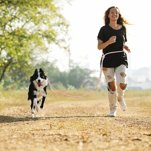 9-in-1 Hands Free Dog Leash Crossbody/Waist Blush Large Dogs (Flesh Pink / Large - 9mm Diameter - 20-120lbs)