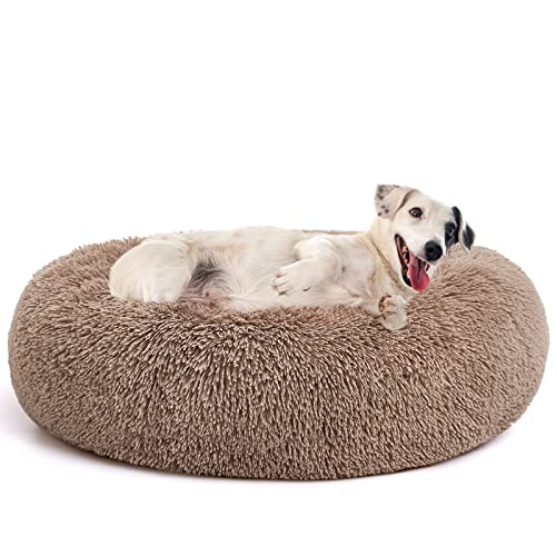 Orthopedic Dog Bed Comfortable Donut Cuddler Round Pet Beds Ultra Soft Washable Dog and Cat Cushion Bed (M(30’’x 30’’) / Brown)
