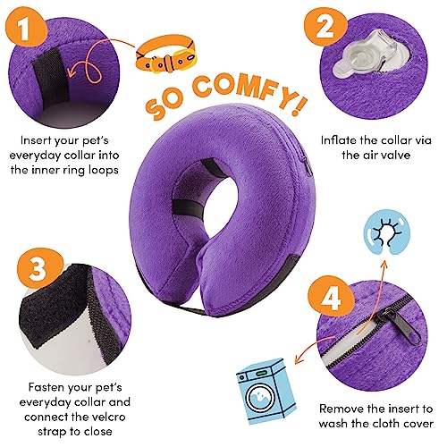 Inflatable Dog Cone Collar Alternative After Surgery Medium (Purple / Medium [Neck:7"-11"])