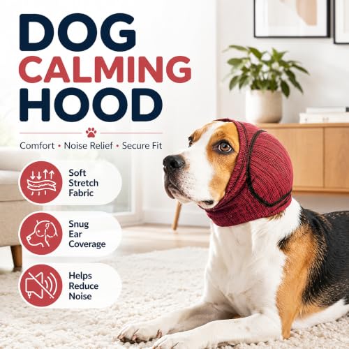 Dog Calming Head Wrap (Red / M:Head Circumference: 13.8–16.5 in)