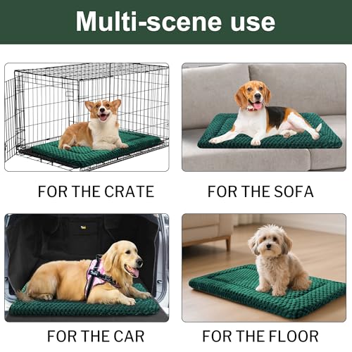 Dog Bed Crate Mat (S(24"*18"*1.5") / Dark Green-1pc)