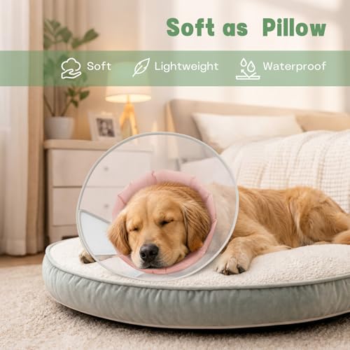 Dog Cone Collar with Soft Liner to Stop Licking (Pink / M(Depth: 8.5, Girth: 11.5-14.5 ))