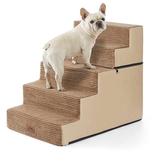 Dog Stairs for Small Dogs (Light Brown / 19.7x29.5x23.6 inch)