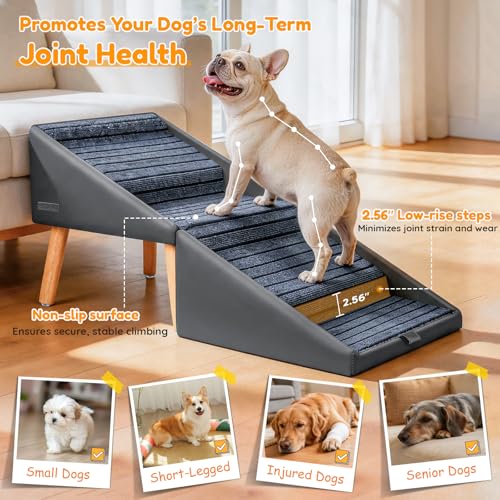 17" H Dog Stairs for Small Dogs (Grey / 17" H)